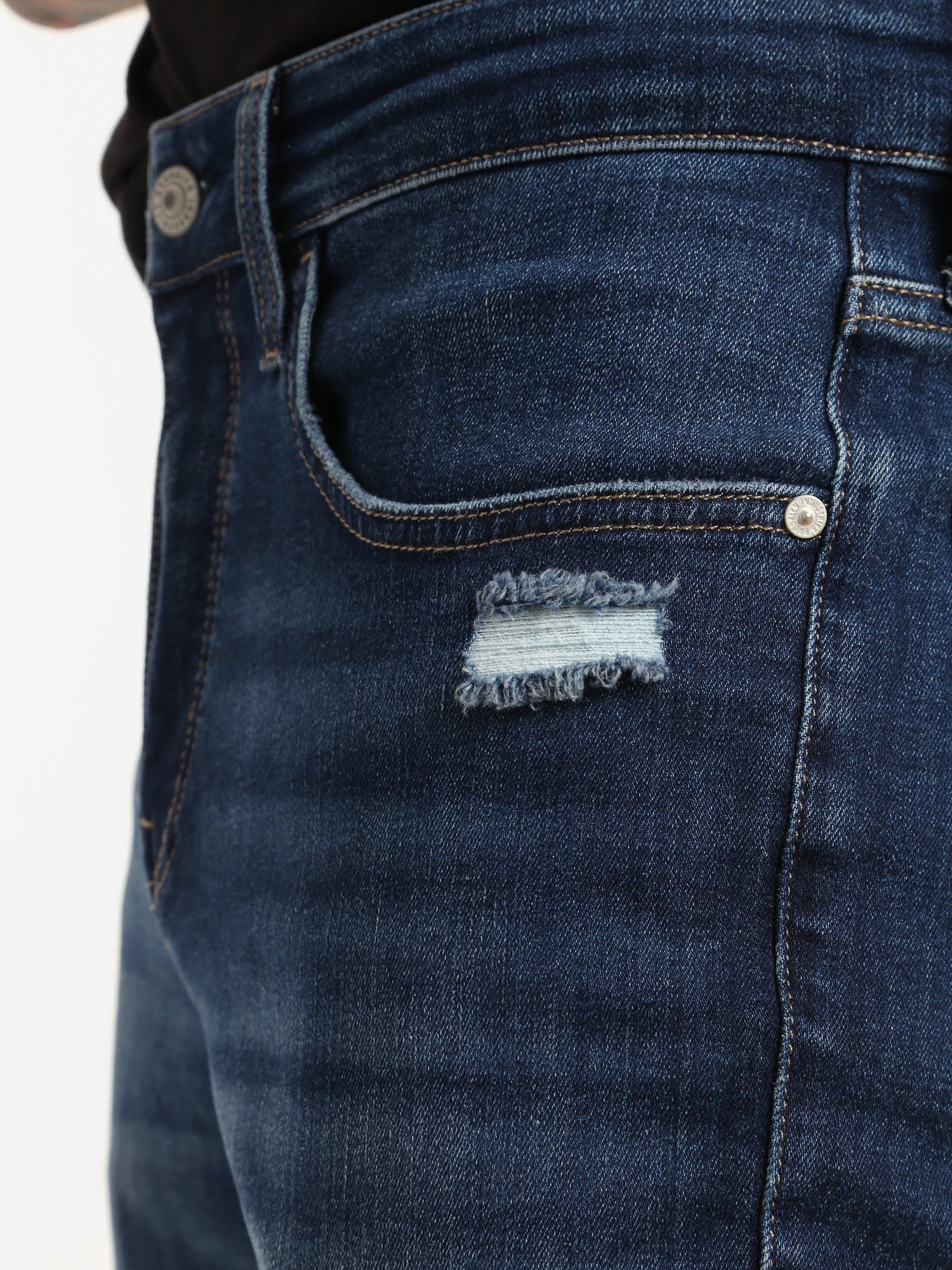 Mens | Franklin Athletic Fit Jeans | Dark Distressed Denim