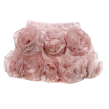 Girls blush pink rosette skirt with layered fabric flowers