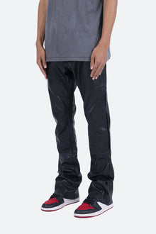 B169 Leather Flare Pants | Black