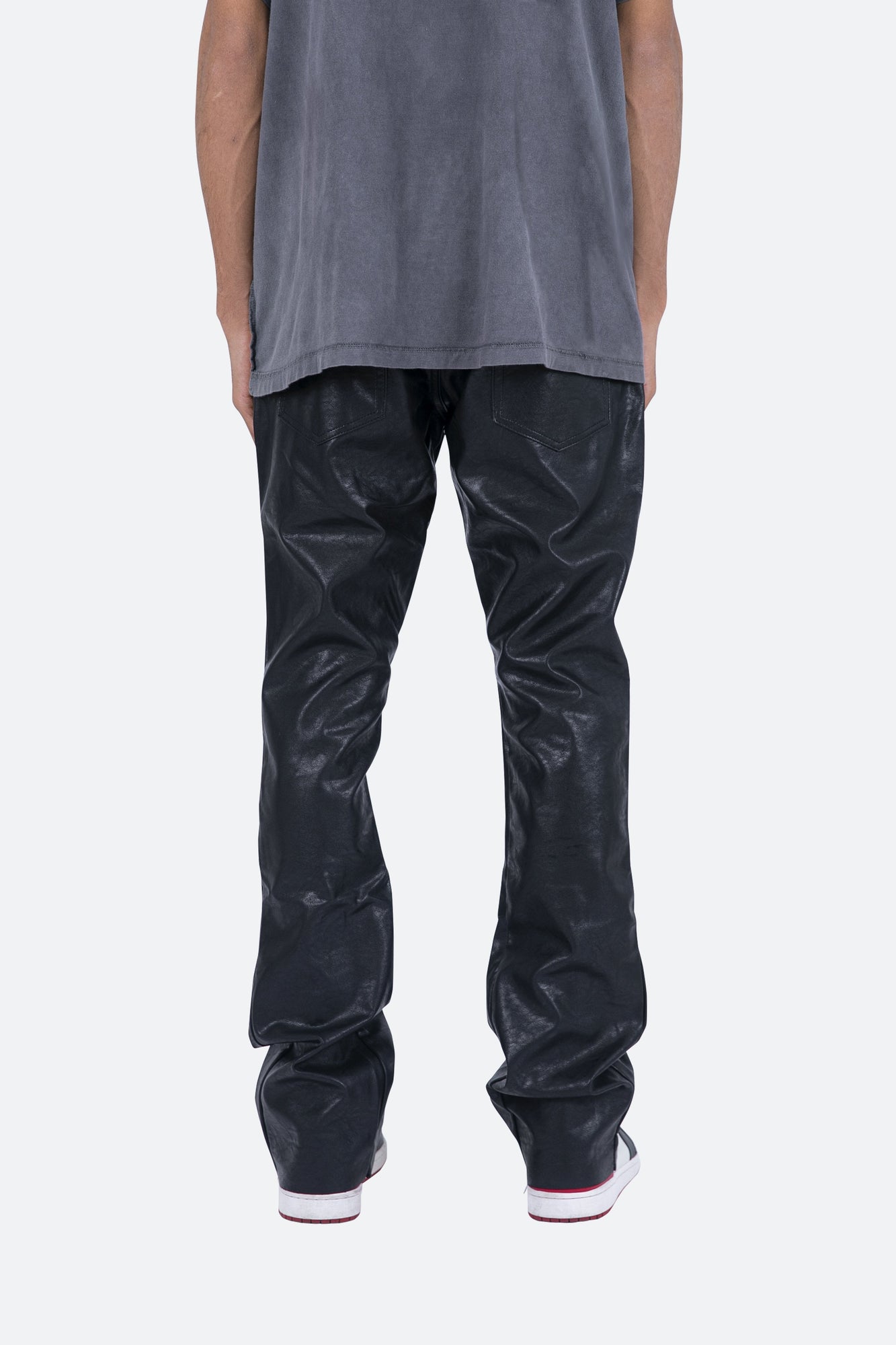 B169 Leather Flare Pants | Black