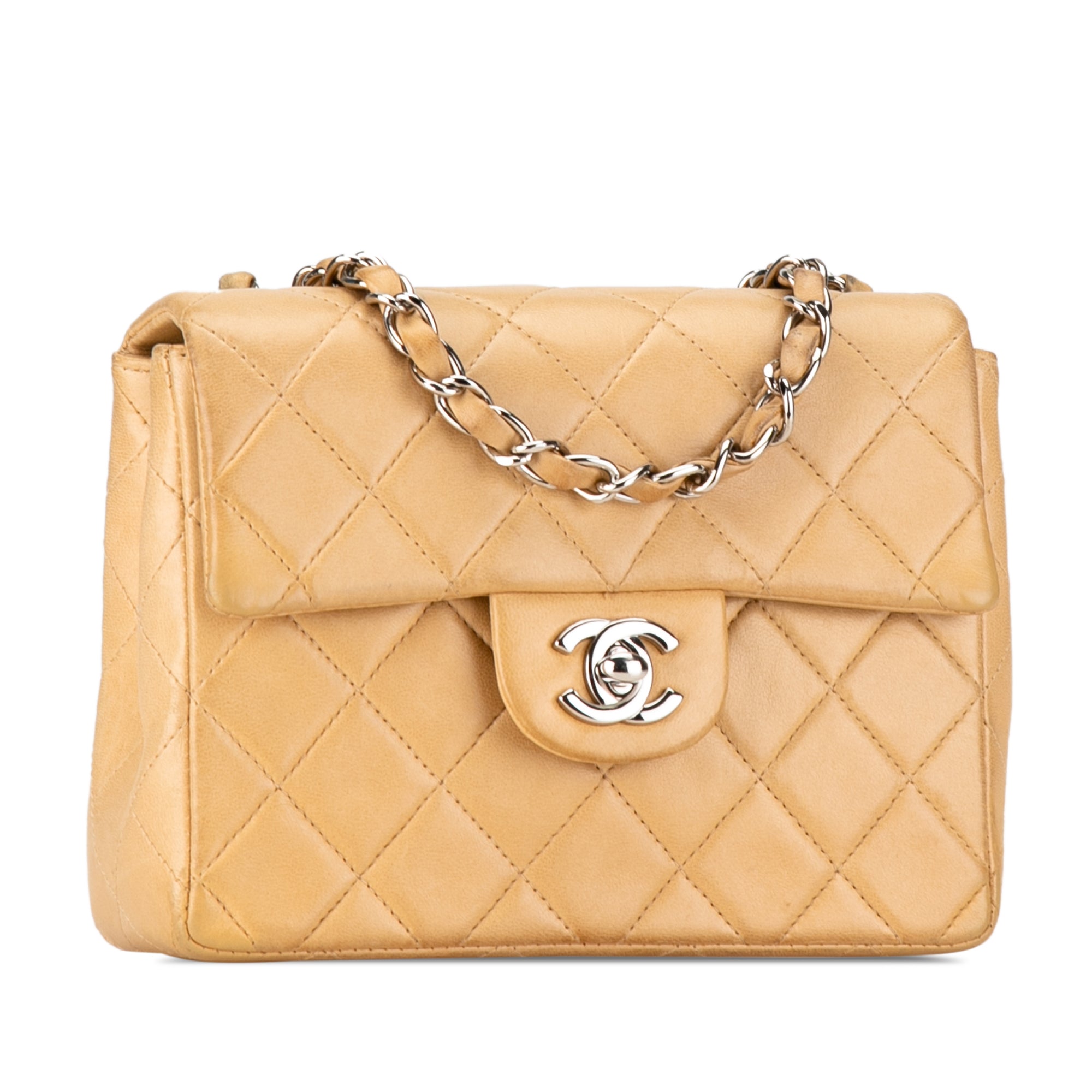 Chanel | Pre-Owned Mini Square Classic Lambskin Single Flap | Brown/Light Brown