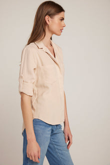 Split Back Button Down | Soft Tan