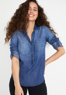 Pullover Placket Shirt | Dark Ombre Wash