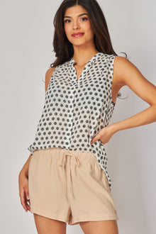 Short Sleeve Pleated Blouse | Dot