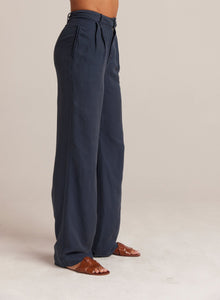 Greta - Pleated Wide Leg Trouser - Coastal Navy