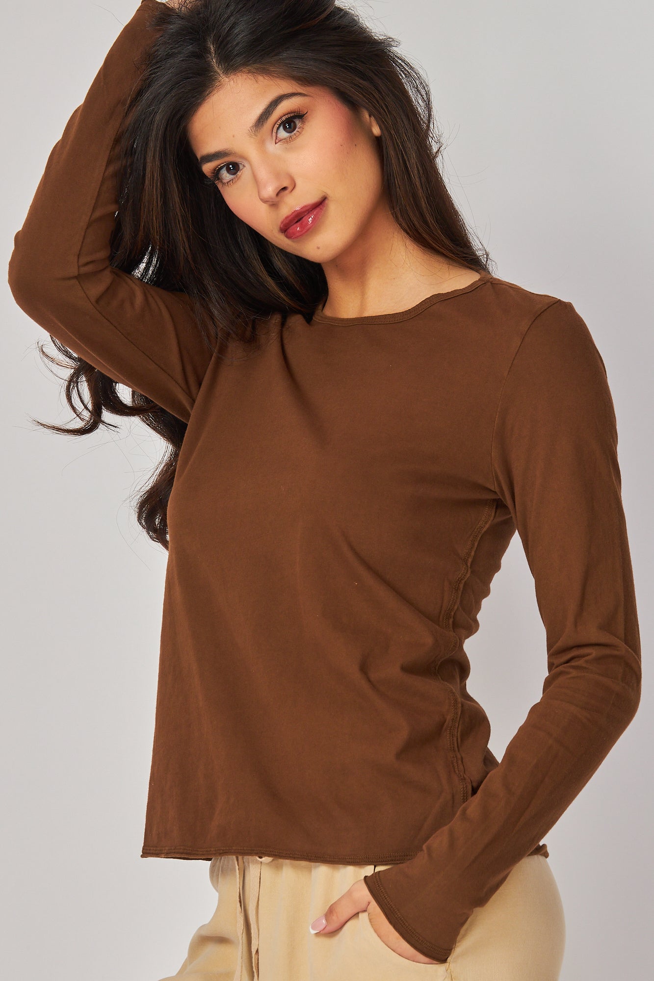 Long Sleeve Crew Neck Tee - Golden Topaz