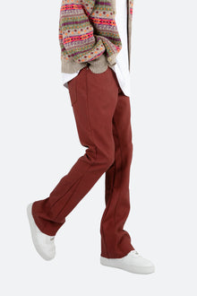 B460 Leather Flare Pants | Burgundy
