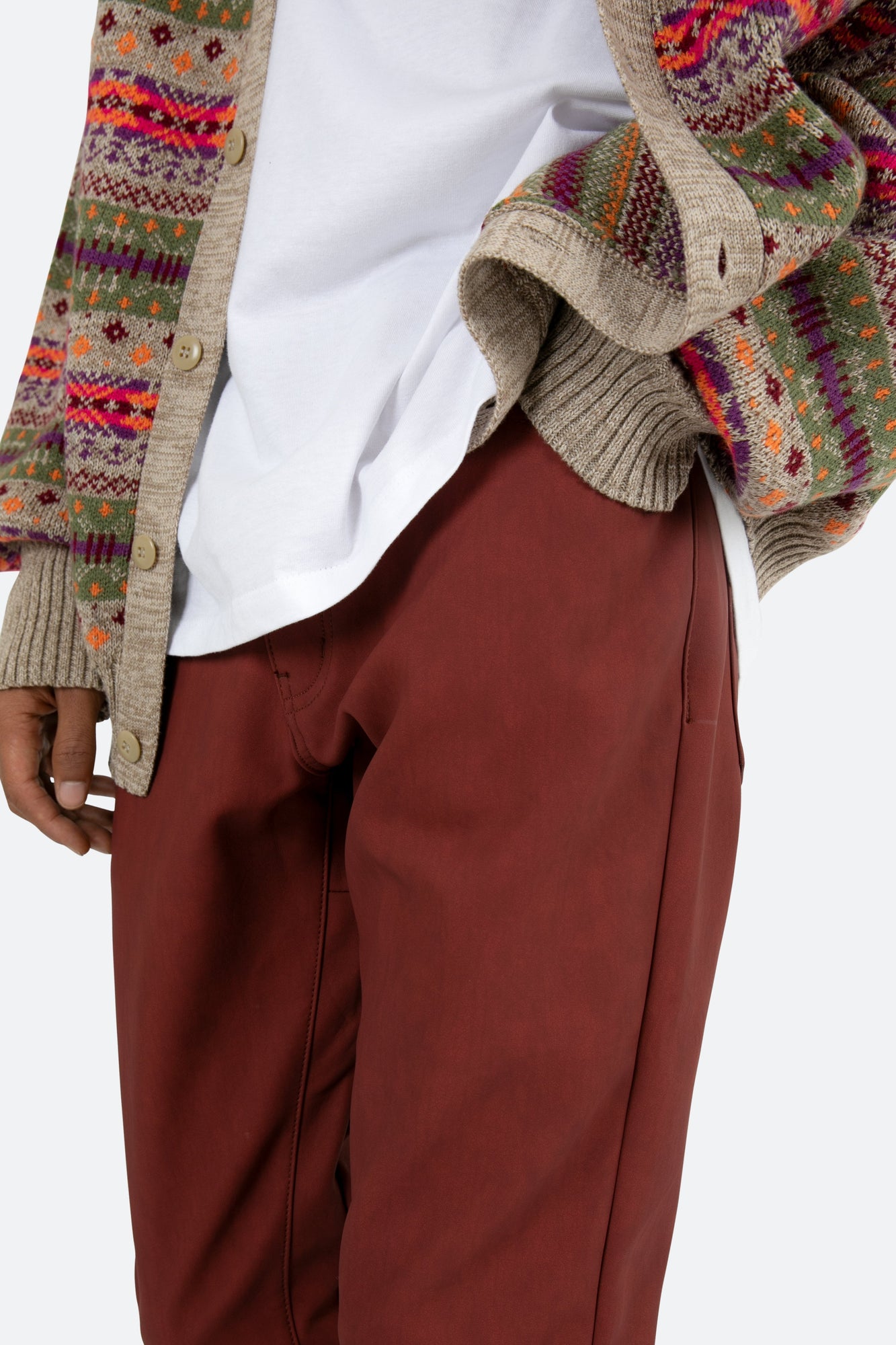 B460 Leather Flare Pants | Burgundy