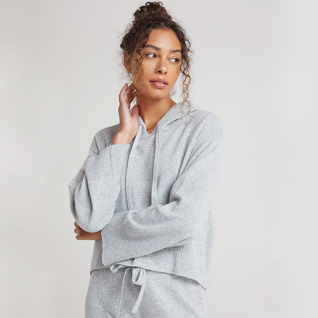 Cashmere Sweater Hoodie - Medium Heather Grey