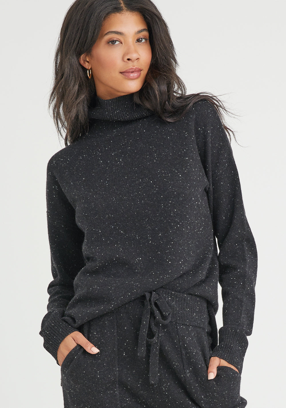 Cashmere Turtleneck Sweater - Black Speckle