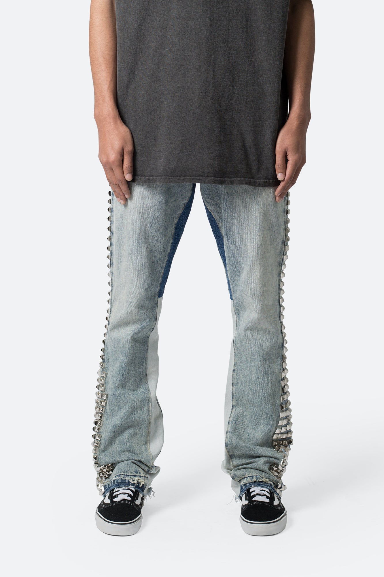 B572 Studded Flare Denim | Blue