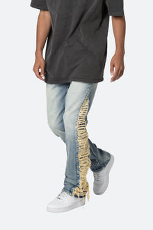 B586 Distressed Flare Denim | Blue