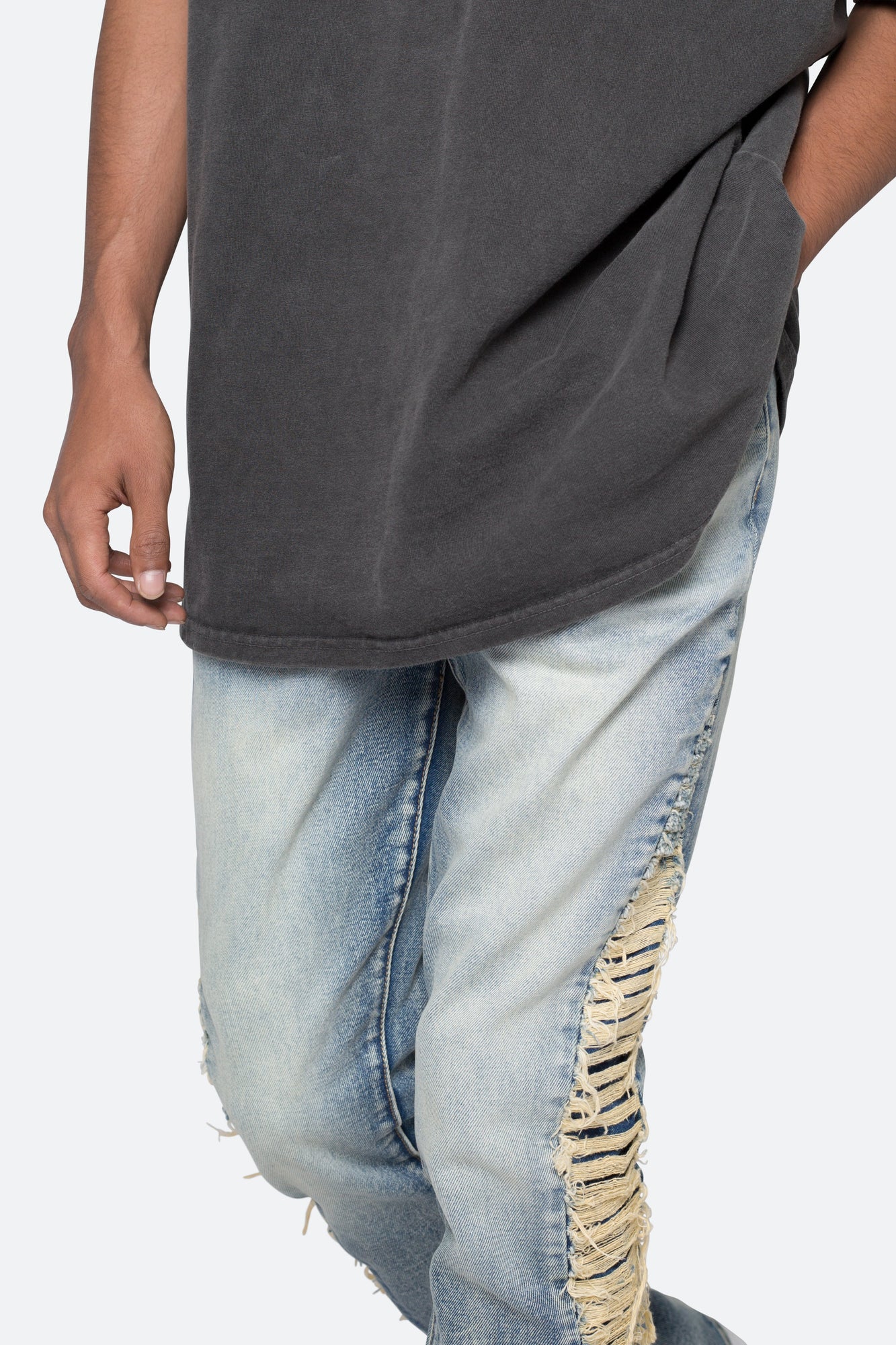 B586 Distressed Flare Denim | Blue