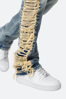 B586 Distressed Flare Denim | Blue