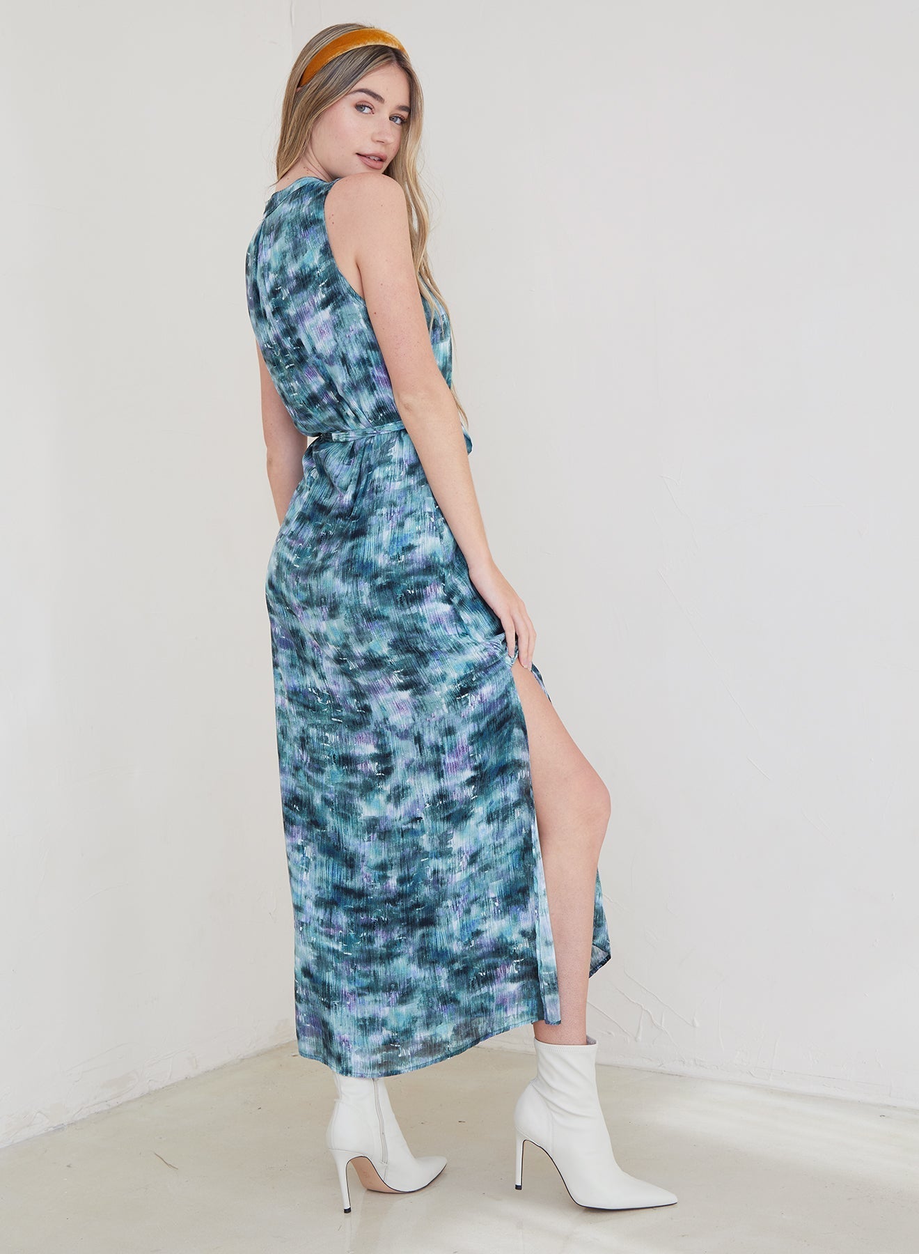 Sleeveless Button Down Maxi Dress | Garden Camo Print