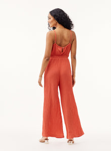 Smocked Back Cami Jumpsuit | Papaya Red