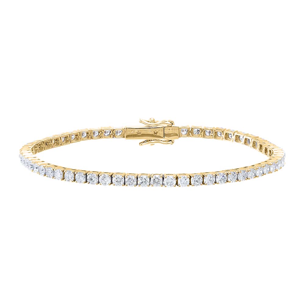 3 CT Diamond | Four Prong Tennis Bracelet | 14K Yellow Gold