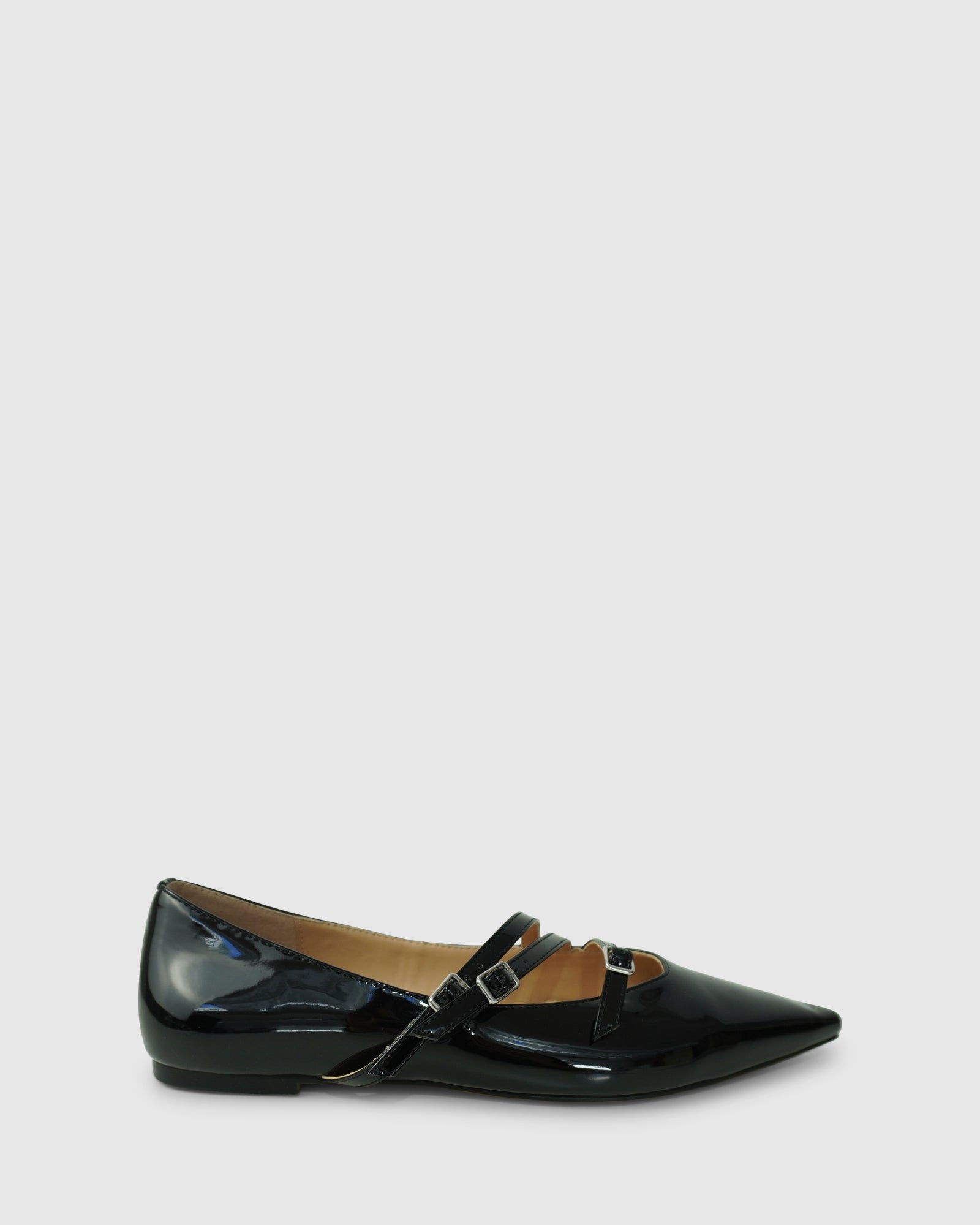Women | Begin Again Buckled Flat | Black Patent