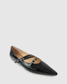 Women | Begin Again Buckled Flat | Black Patent