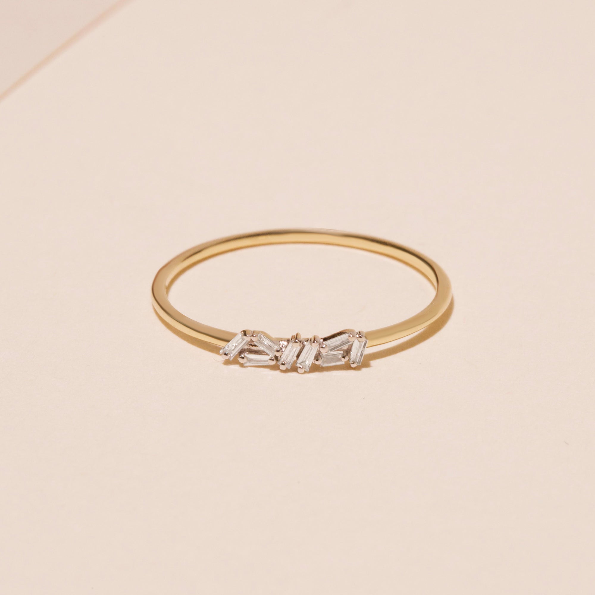 Baguette Diamond Cluster Ring | 10K Solid Yellow Gold