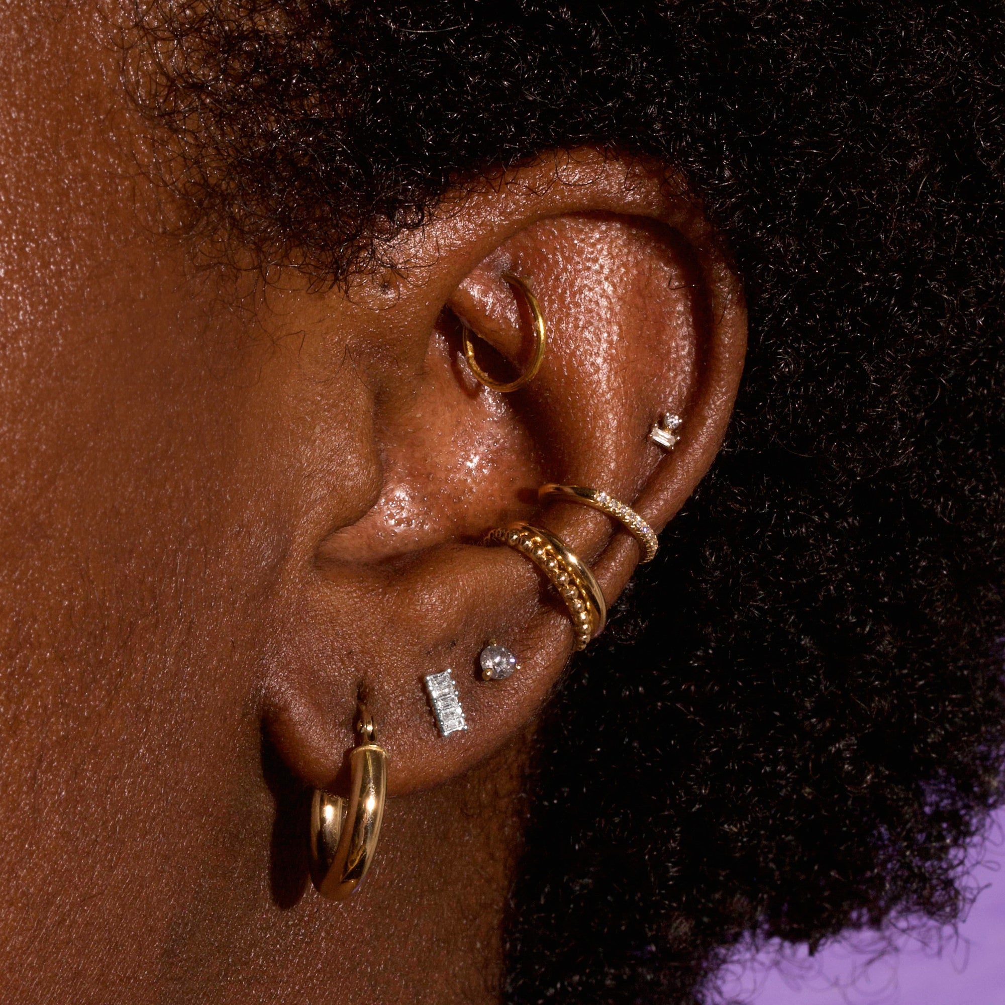 Single | Small Baguette Diamond Earrings | 10K Yellow Gold