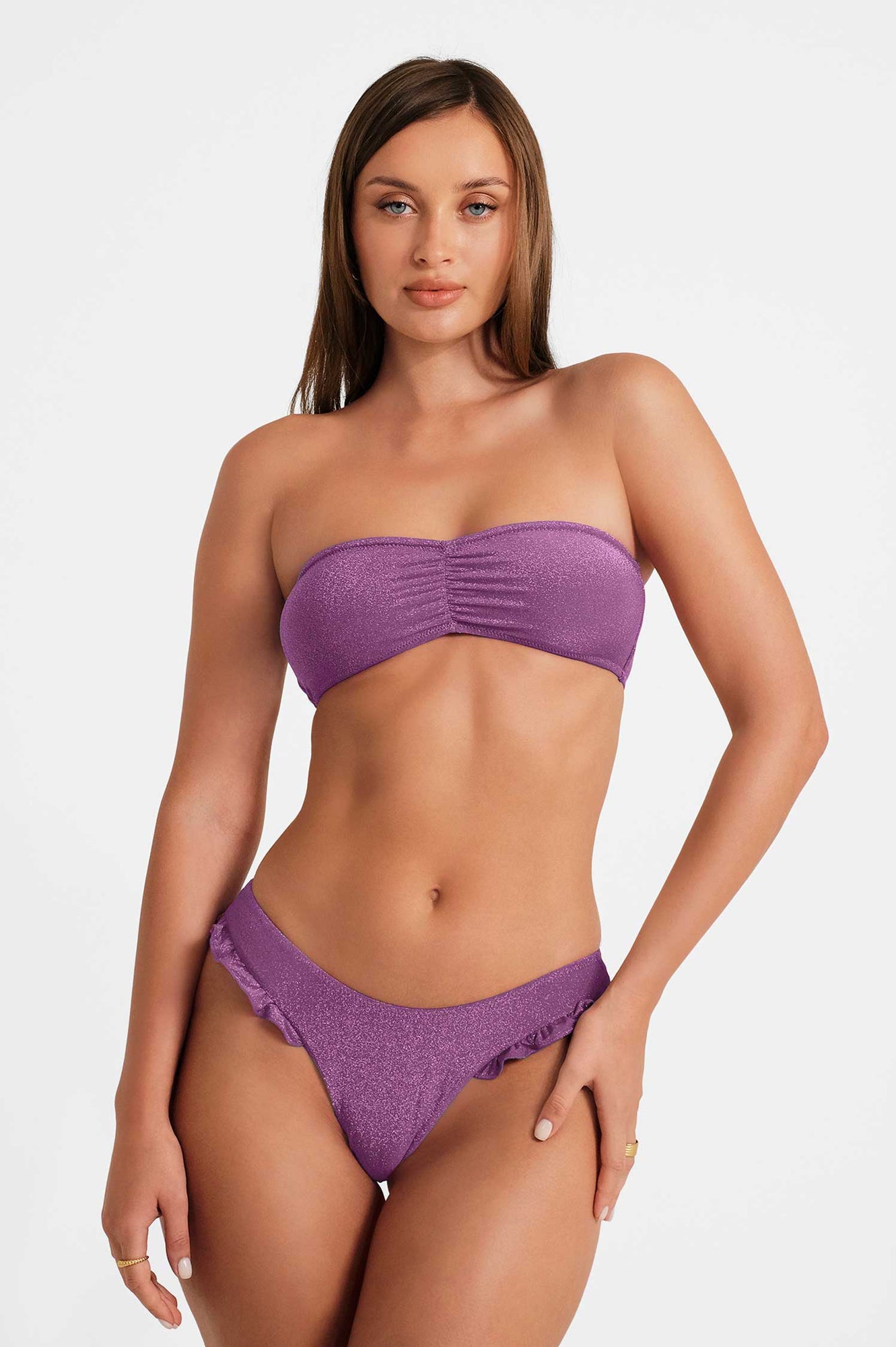 Women | Candice Ruffled Cheeky Bottoms | Hollyhock Shimmer