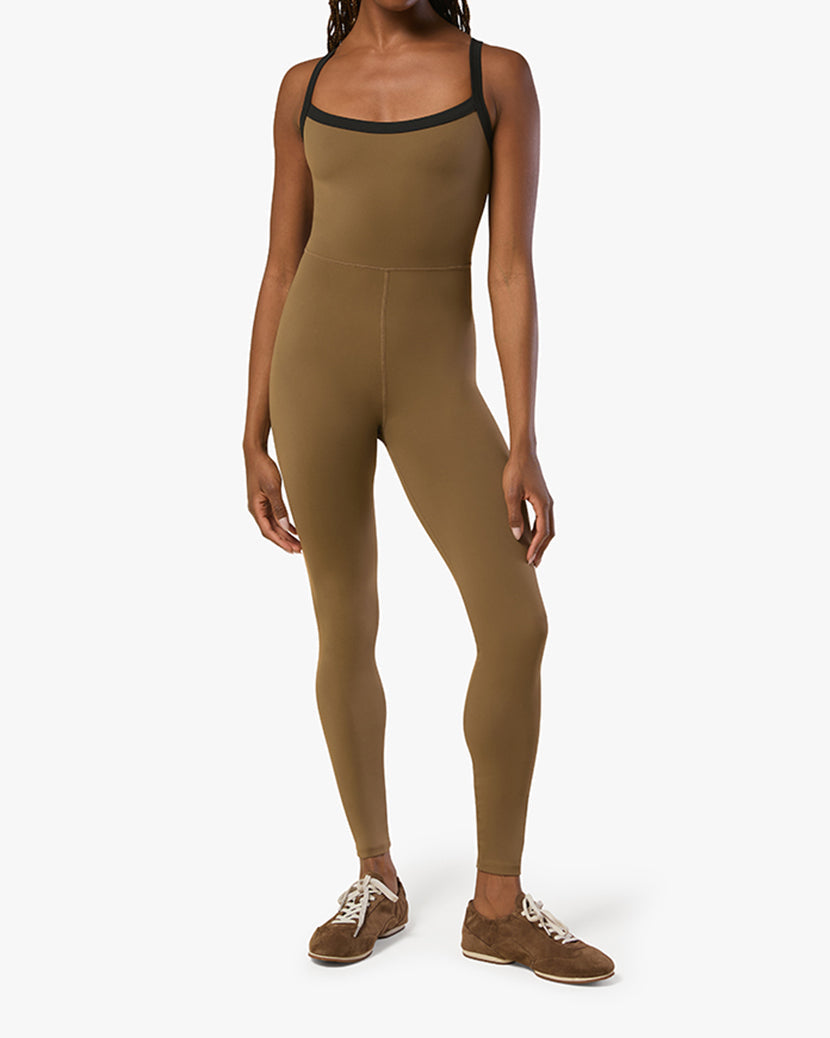 Contrast Strap Jumpsuit | Kangaroo/Black