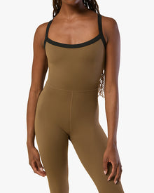 Contrast Strap Jumpsuit | Kangaroo/Black