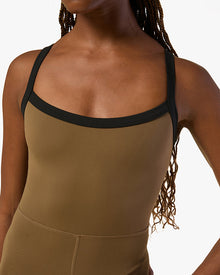 Contrast Strap Jumpsuit | Kangaroo/Black