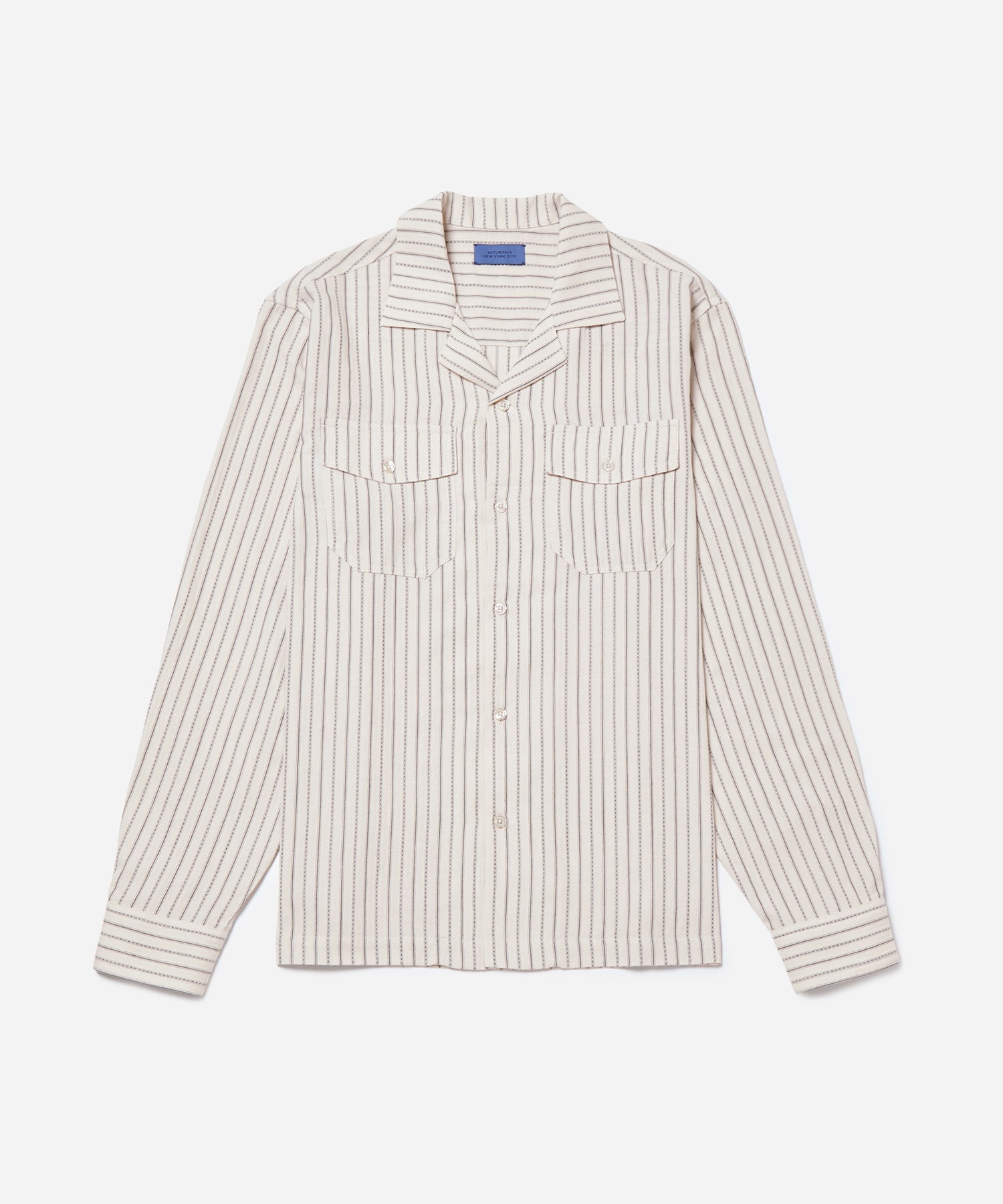 Mens | Marco Brushed Shirring Long Sleeve Shirt | Ivory