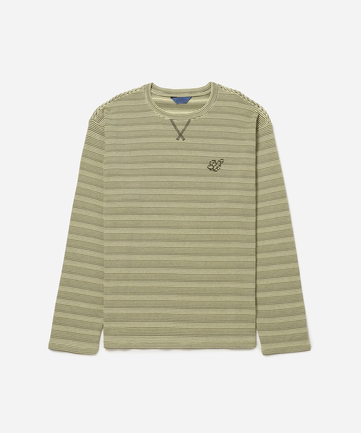 Mens | Striped Waffle Relaxed LS Tee | French Vanilla