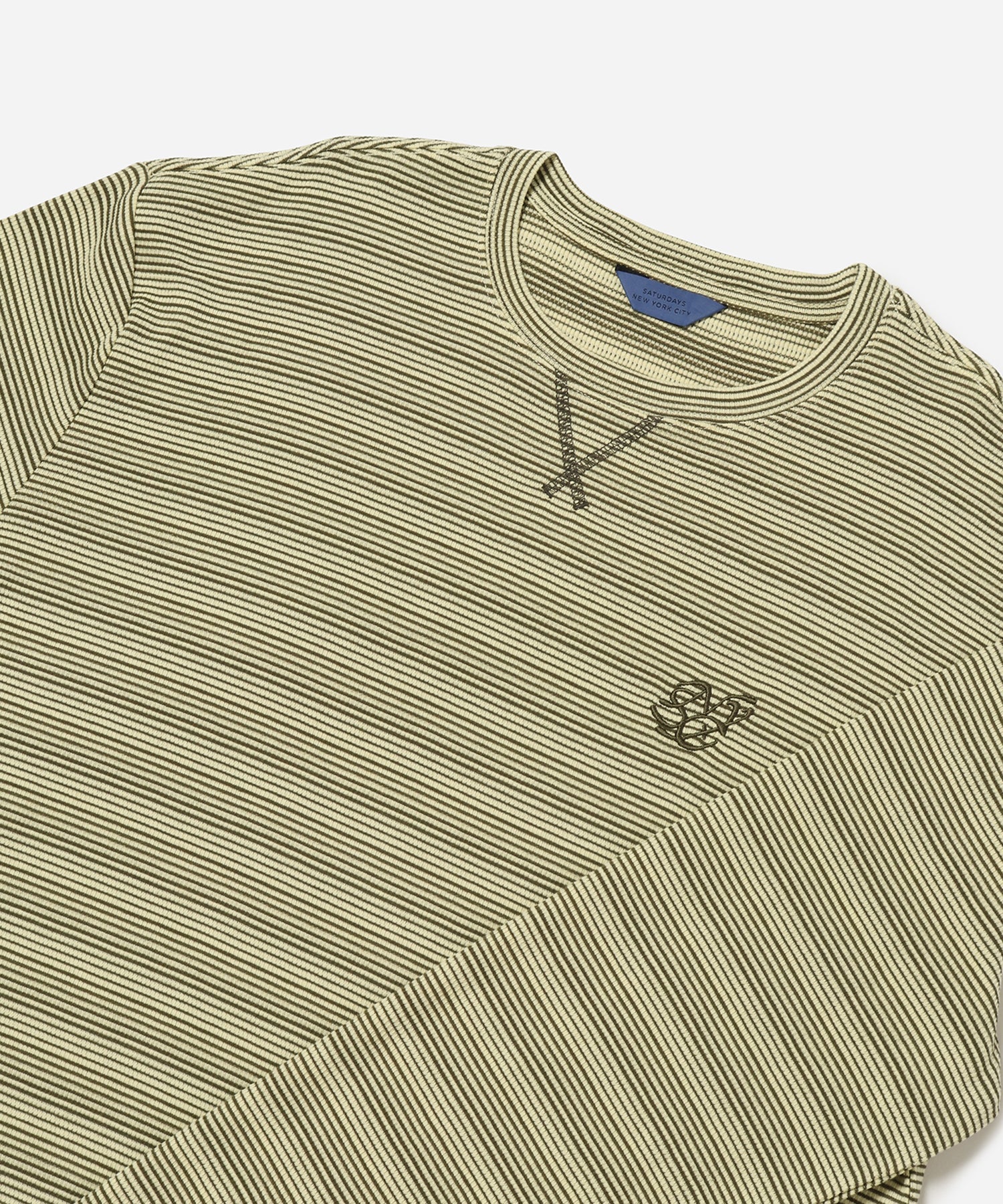Mens | Striped Waffle Relaxed LS Tee | French Vanilla