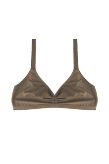 Olivia Ruched Triangle Bikini Top | Khaki