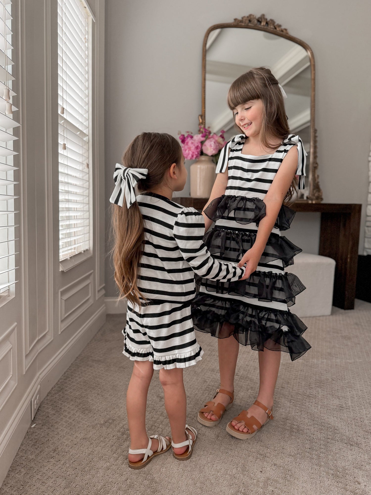 Baby Girls | Monaco and Striped Dress | Black & White