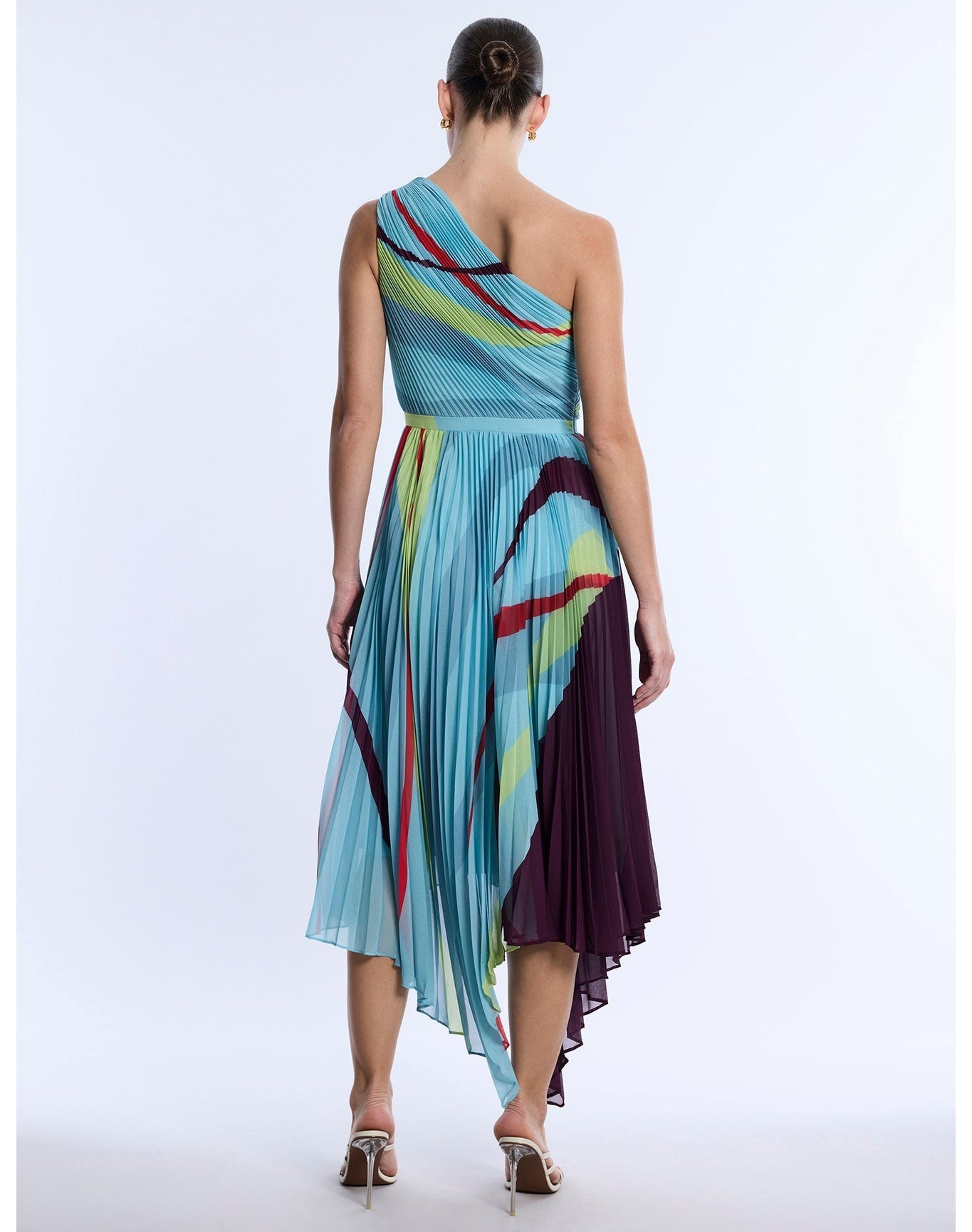 BCBG MAXAZRIA | Printed Pleated Dress | Seafoam Floating Ribbons