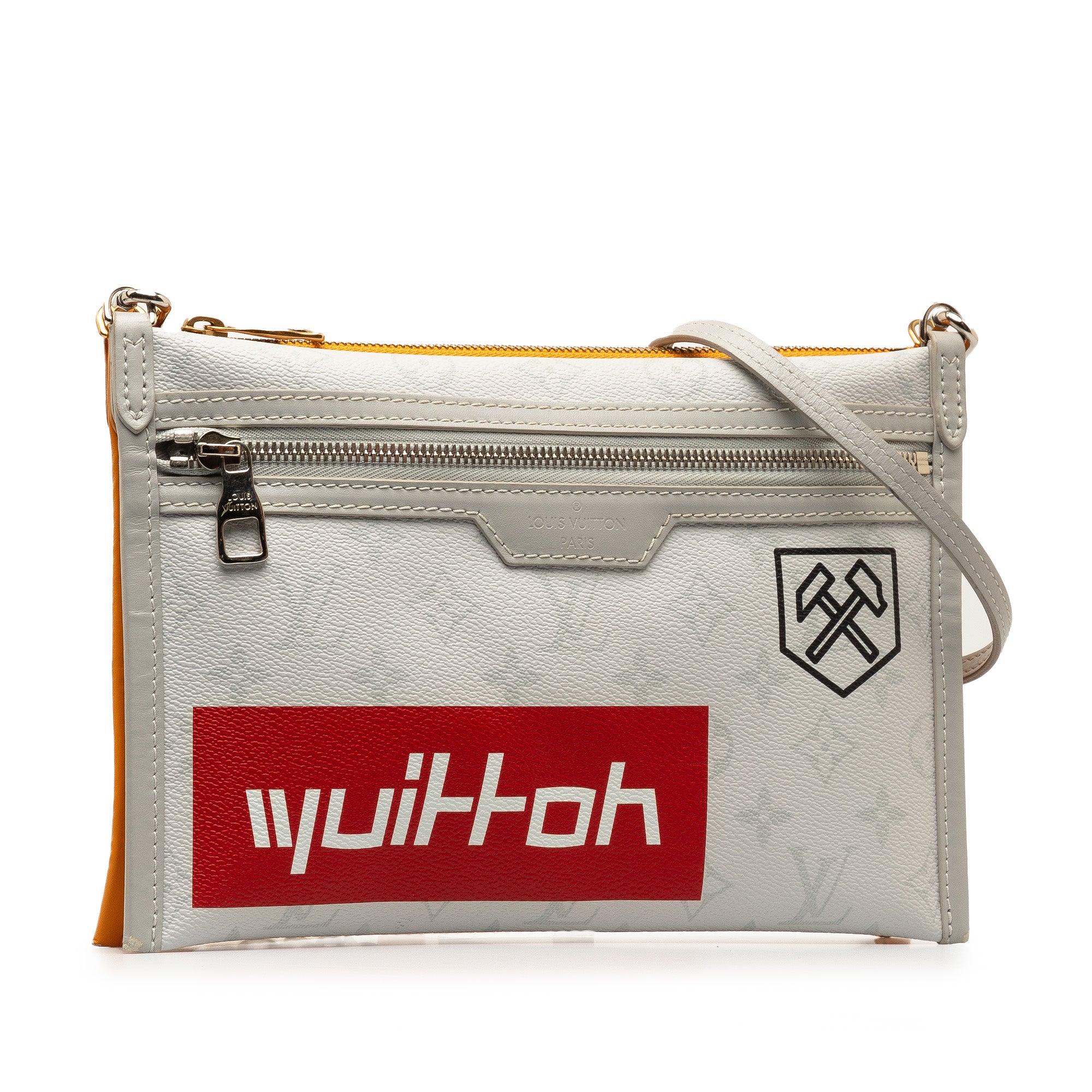 Louis Vuitton | Pre-Owned Monogram Antartica Double Flat Messenger | Gray/OrangeOrangeOrange