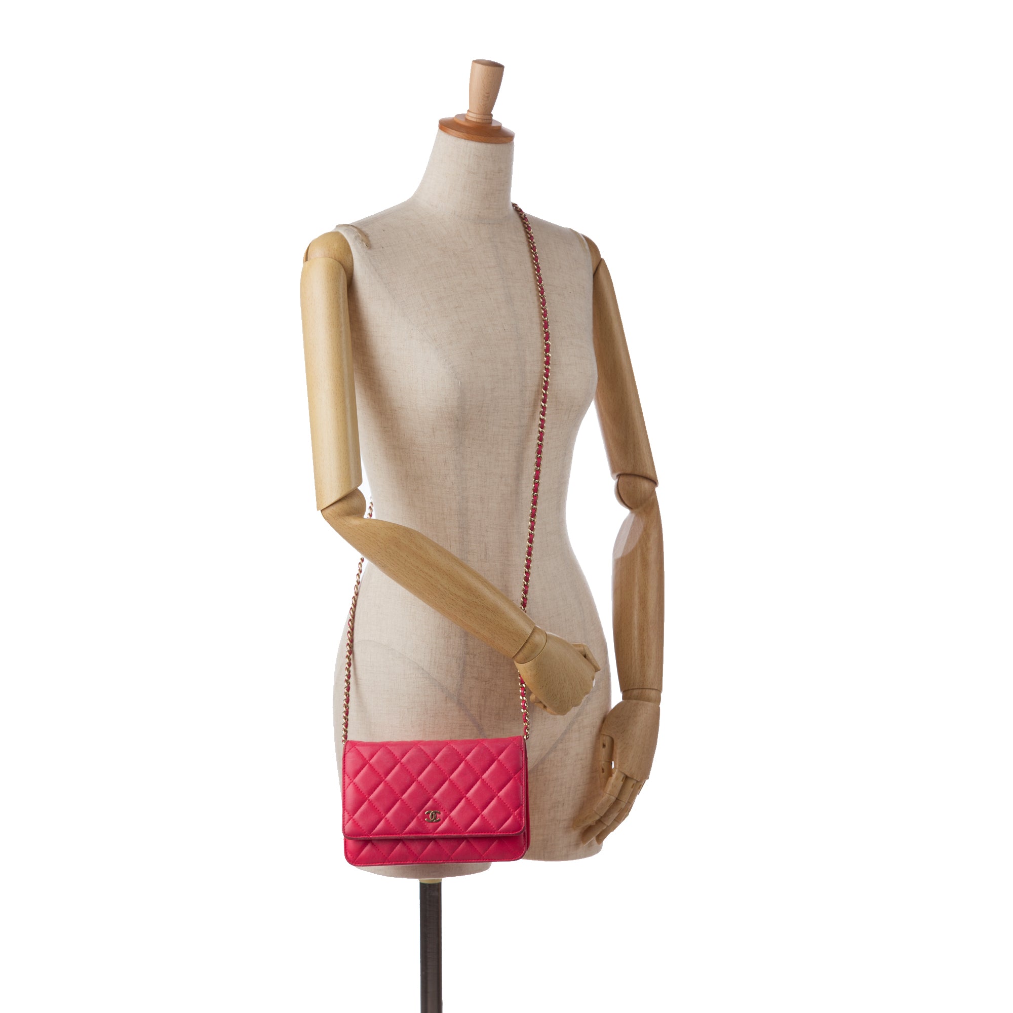 Chanel | Pre-Owned Classic Lambskin Wallet on Chain | Pink/Hot Pink