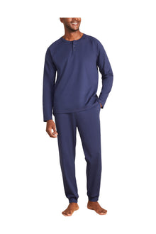 Mens | Malibu Collection Pima Jersey Long Sleeve Henley | Blue Ink