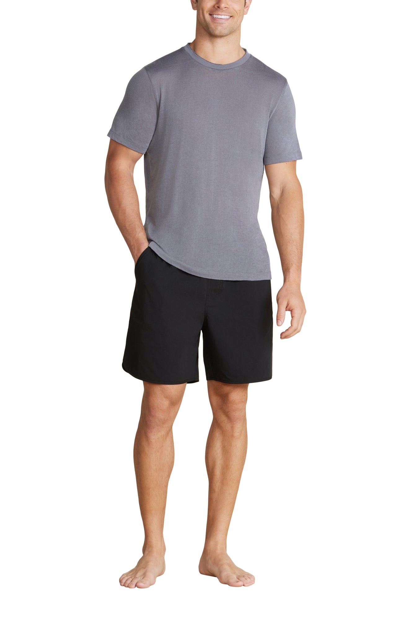 Mens | Malibu Collection Slub Burnout Cut Neck Tee | Coal