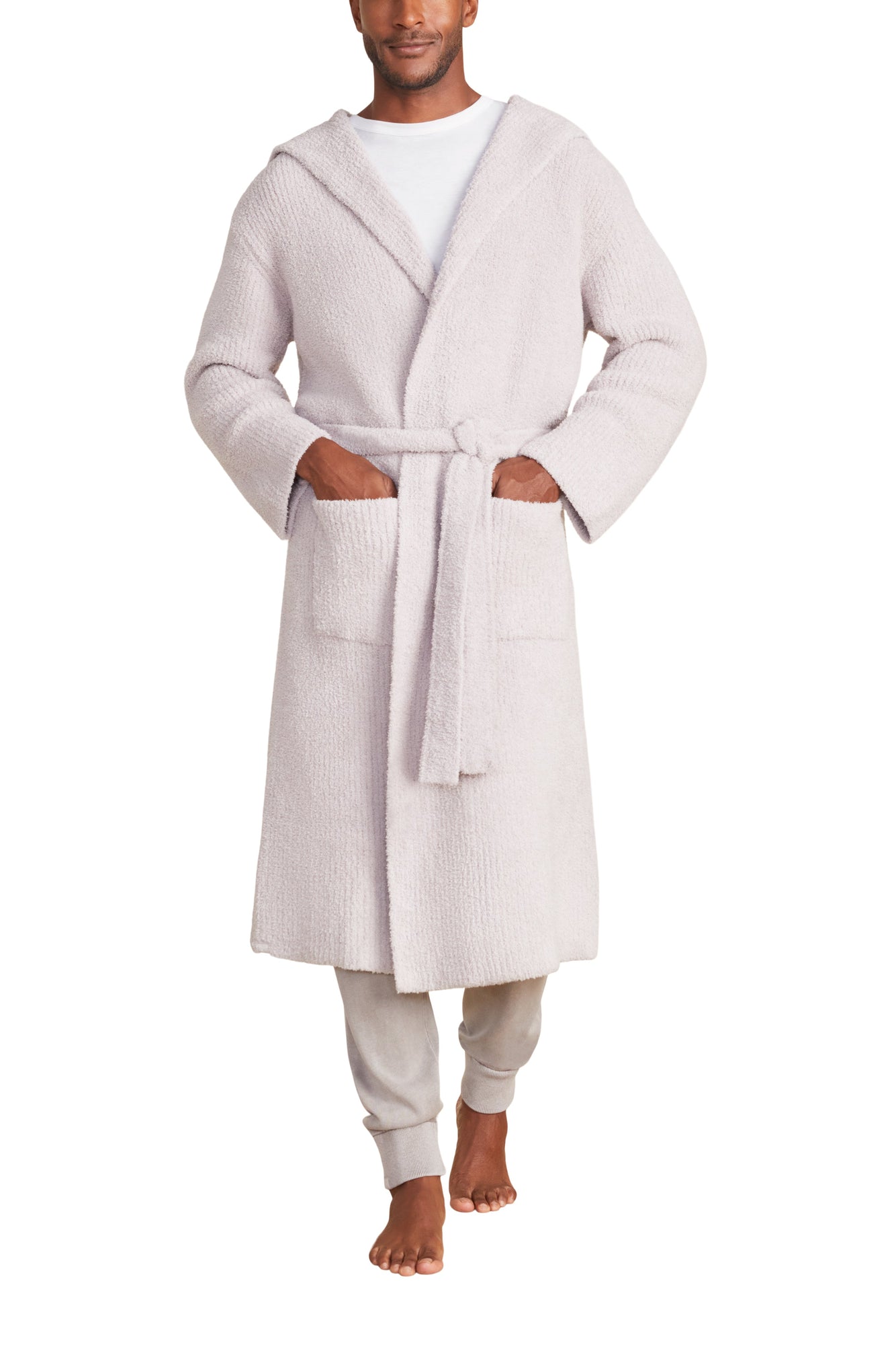 Unisex | CozyChic Ribbed Hooded Robe | Silver Ice