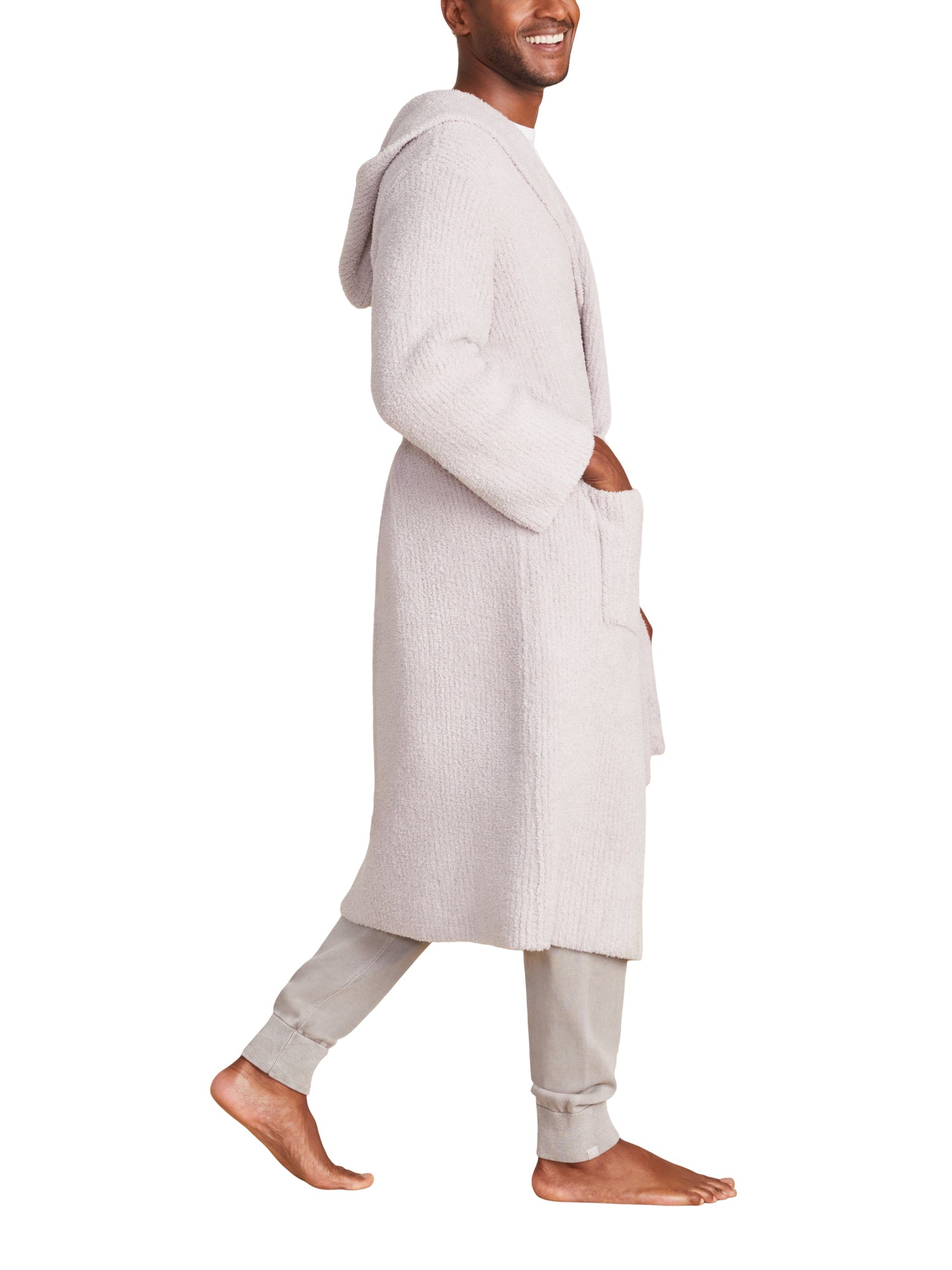 Unisex | CozyChic Ribbed Hooded Robe | Silver Ice