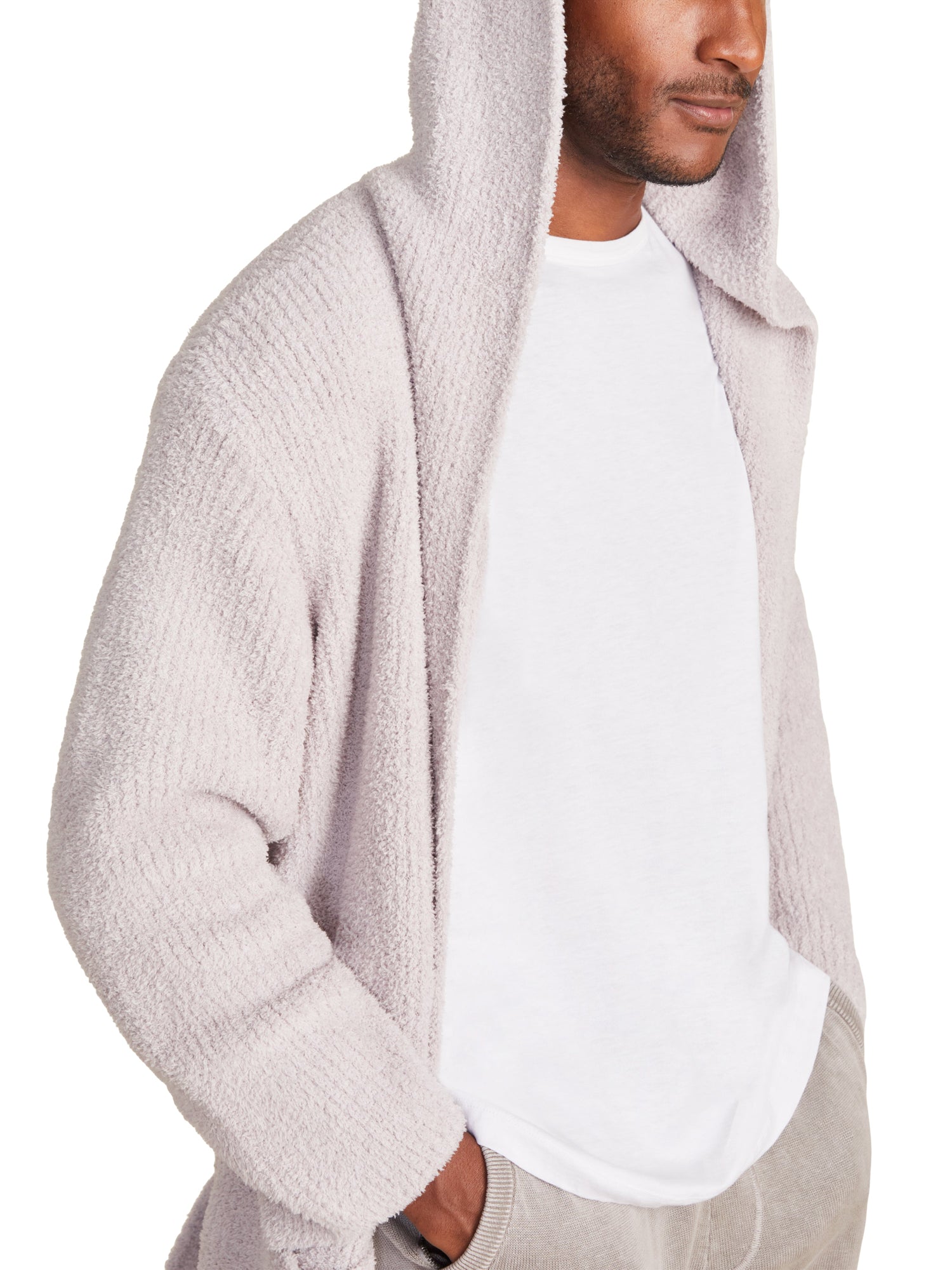 Unisex | CozyChic Ribbed Hooded Robe | Silver Ice