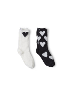 Womens | CozyChic Heart Print Sock Set | Carbon/Pearl