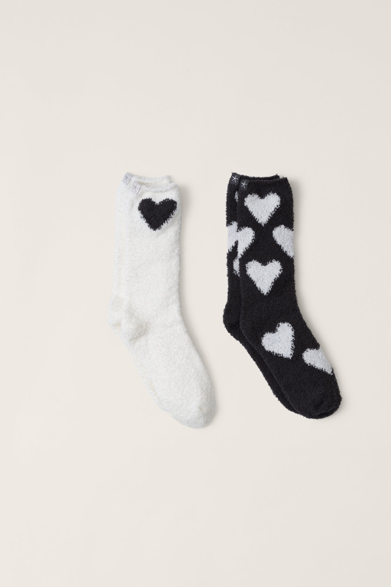 Womens | CozyChic Heart Print Sock Set | Carbon/Pearl