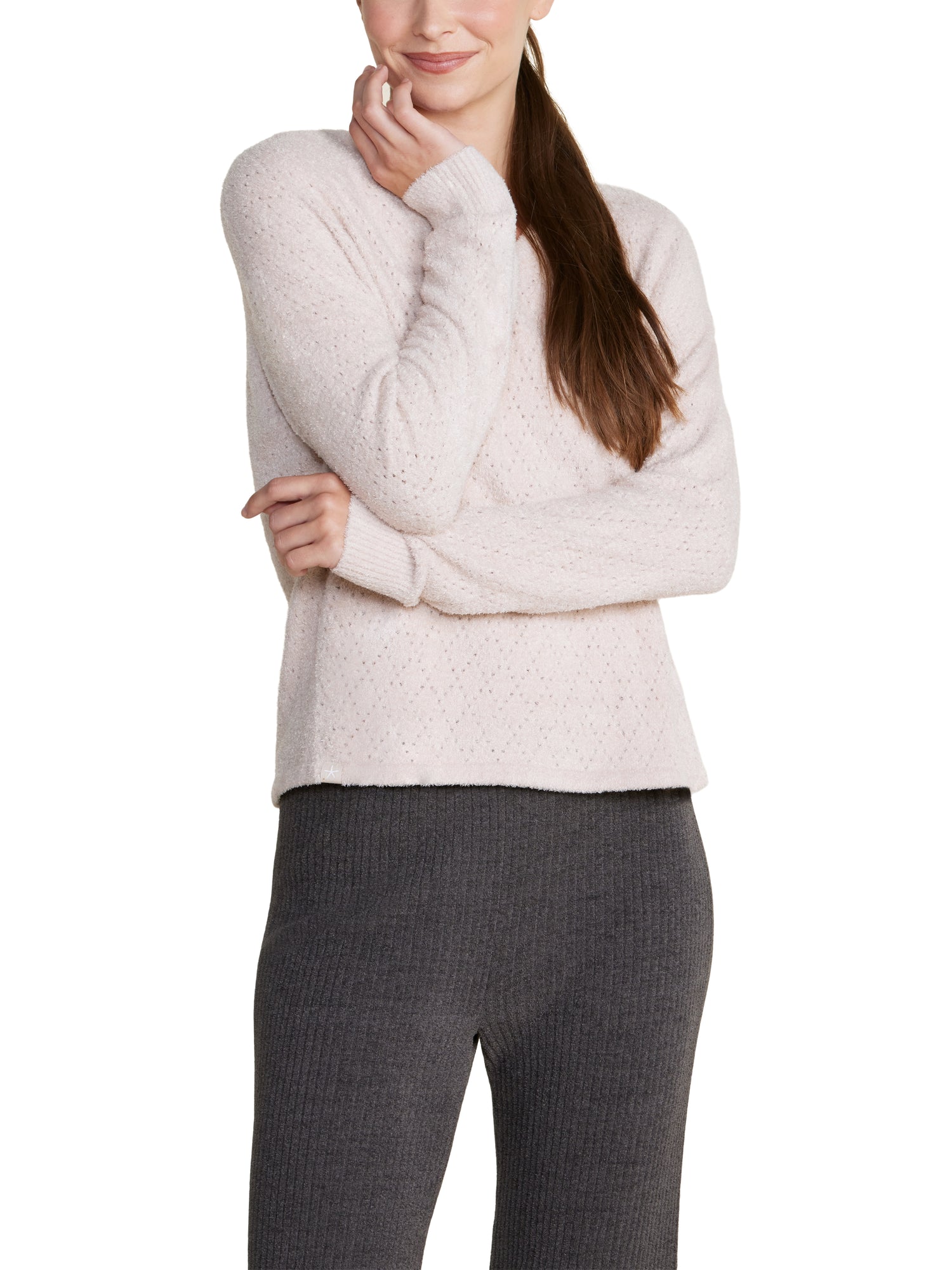 Womens | CozyChic Lite Diamond Pointelle Cardigan | Chai
