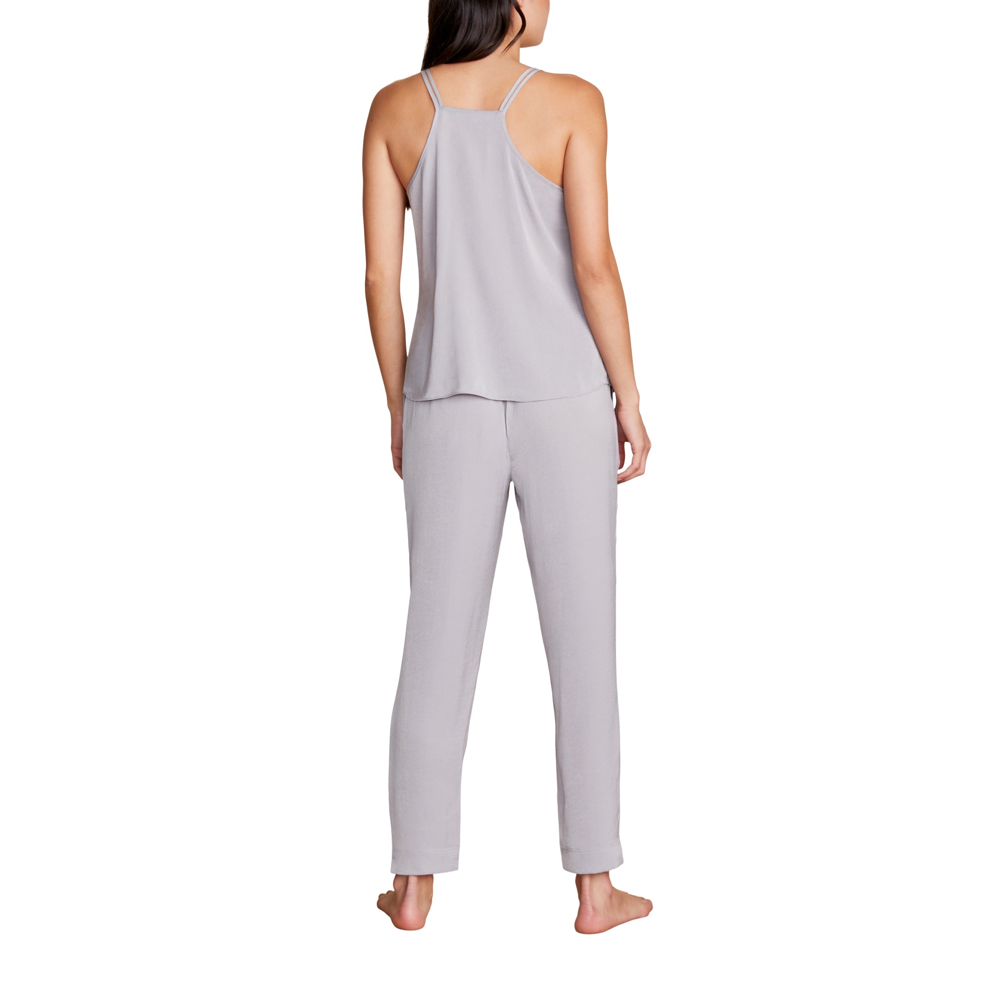 Washed Satin Tank And Pant Set | Dove Gray