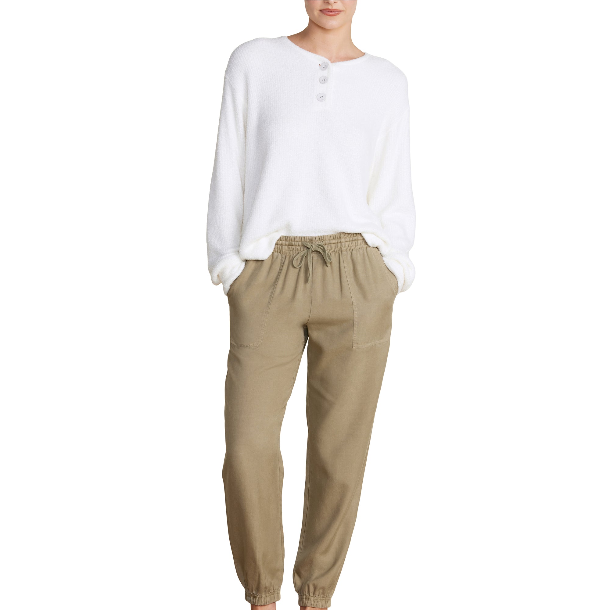 Malibu Collection Linen Blend Jogger | Military