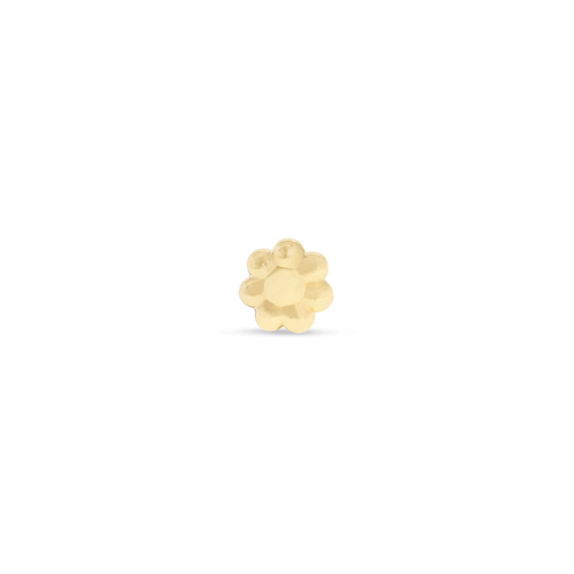 Beaded Flower Push Pin Flat Back | 14K Yellow Gold