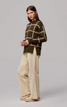 Belen Responsible Wool Blend Jacquard Plaid Sweater | Cedar