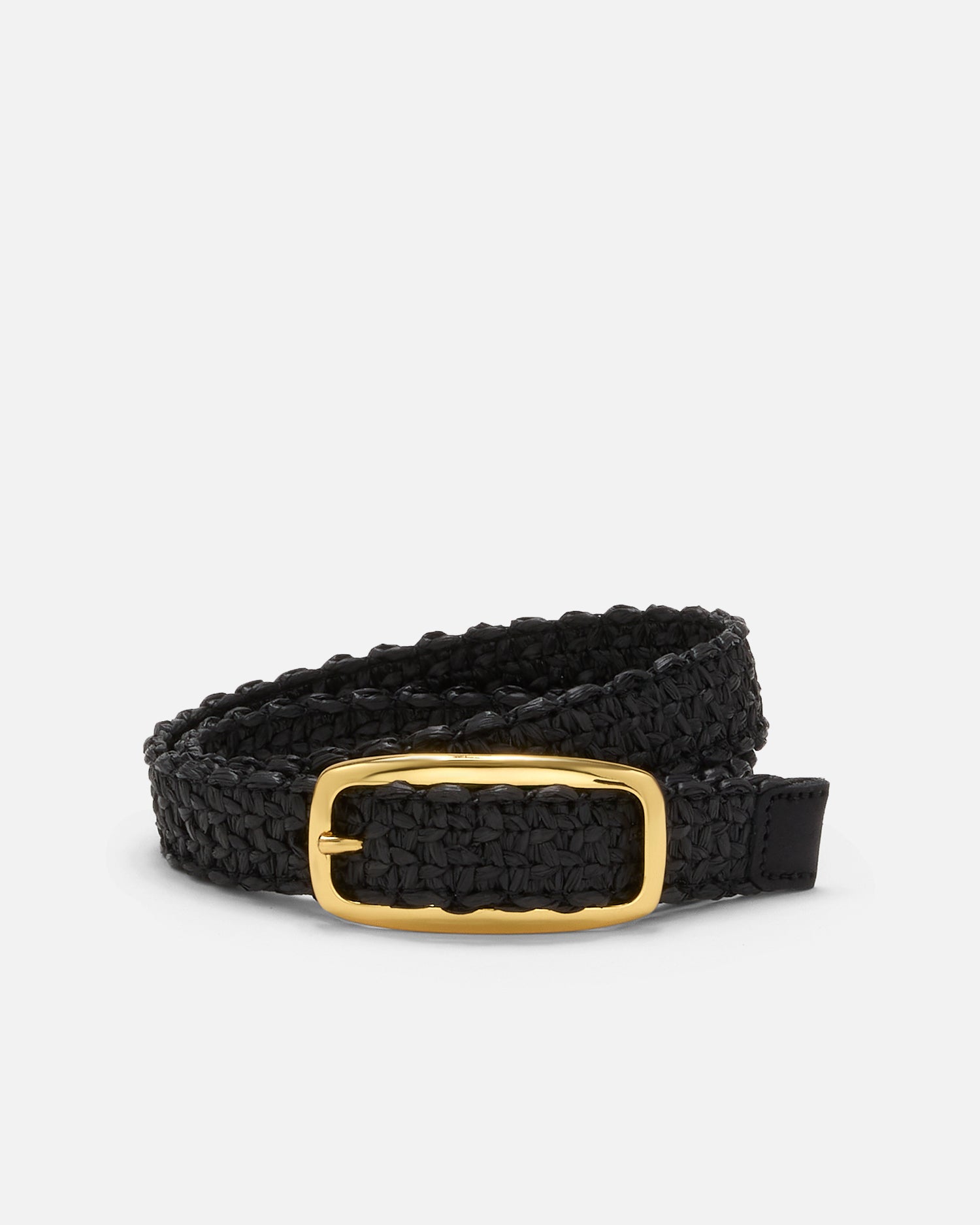 Raffia Belt | Black-Raffia-Gold